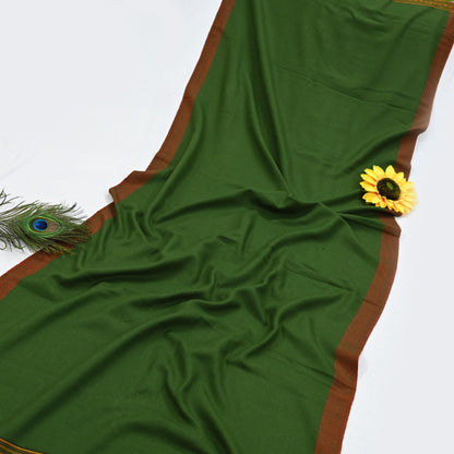 Vintage Green Woolen Handmade Woven Long Throw Stole Warm Geometric Design Fringes