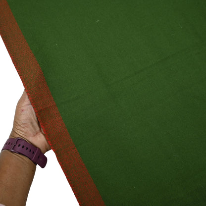 Vintage Green Woolen Handmade Woven Long Throw Stole Warm Geometric Design Fringes