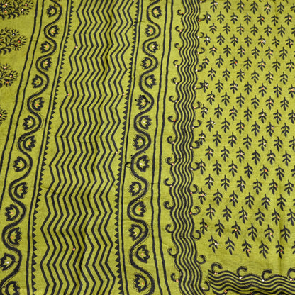 Indian Vintage Green Sari Pure Silk Hand Embroidered Sarees 5Yd Craft Fabric Sewing soft Quilting Crafting Upcycle Ethnic Bollywood sarees