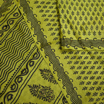 Indian Vintage Green Sari Pure Silk Hand Embroidered Sarees 5Yd Craft Fabric Sewing soft Quilting Crafting Upcycle Ethnic Bollywood sarees