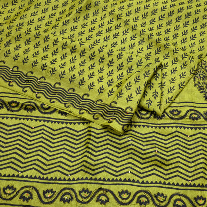 Indian Vintage Green Sari Pure Silk Hand Embroidered Sarees 5Yd Craft Fabric Sewing soft Quilting Crafting Upcycle Ethnic Bollywood sarees