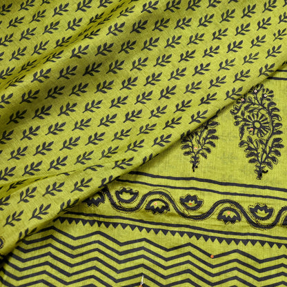 Indian Vintage Green Sari Pure Silk Hand Embroidered Sarees 5Yd Craft Fabric Sewing soft Quilting Crafting Upcycle Ethnic Bollywood sarees