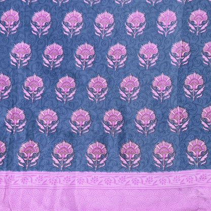 Indian Vintage Sari Pink & Gray Moss Crepe Printed Sarees 5yd Craft Fabric Sewing Floral Soft Dress making Quilting Crafting Upcycle Used