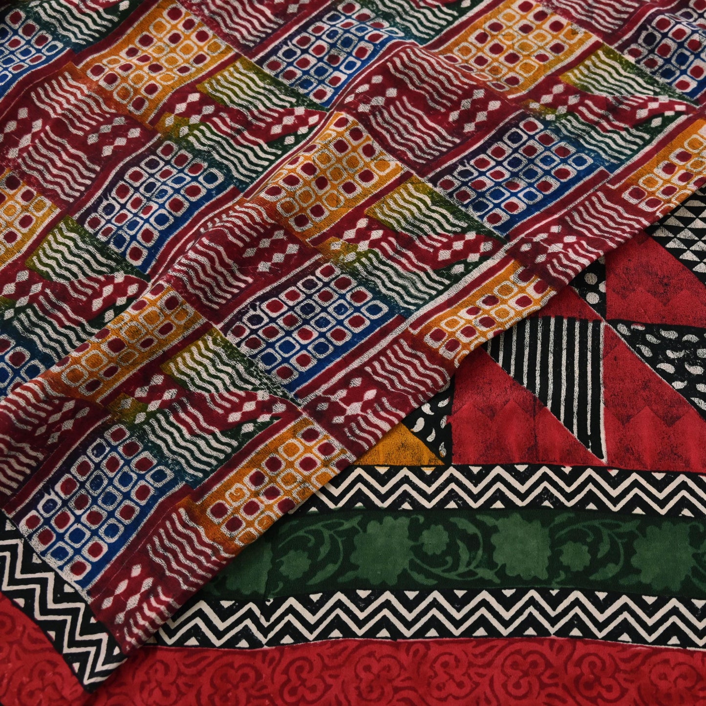 Indian Vintage Sari Multi Pure Crepe Silk Printed Saree 5yard Sewing Ethnic Wrap Craft Fabric Dressmaking Crafting Upcycle Quilting
