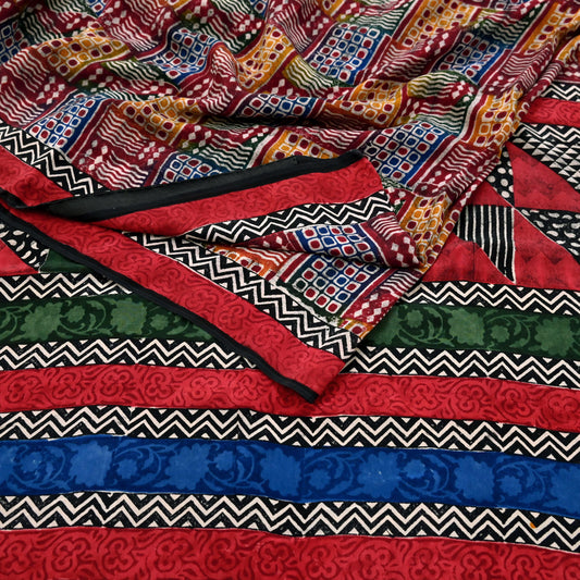 Indian Vintage Sari Multi Pure Crepe Silk Printed Saree 5yard Sewing Ethnic Wrap Craft Fabric Dressmaking Crafting Upcycle Quilting