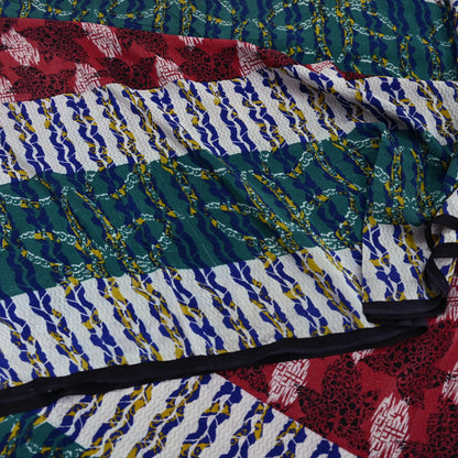 Indian Vintage Sari Multi Pure Crepe Silk Printed Saree 5yard Sewing Ethnic Wrap Craft Fabric Dressmaking Crafting Upcycle Quilting