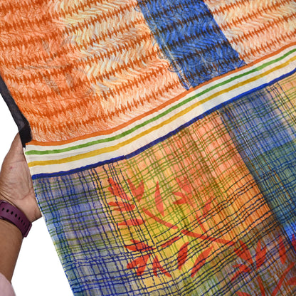 Indian Women Vintage Multi Sarees 100% Pure Georgette Silk Printed Sari Sewing 6yd Soft Craft Floral Design Wrap Boho Dress Making