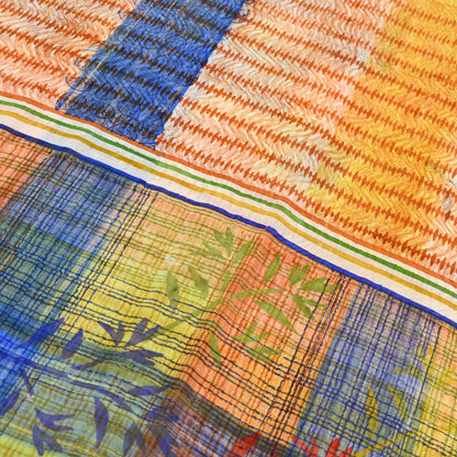 Indian Women Vintage Multi Sarees 100% Pure Georgette Silk Printed Sari Sewing 6yd Soft Craft Floral Design Wrap Boho Dress Making