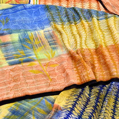 Indian Women Vintage Multi Sarees 100% Pure Georgette Silk Printed Sari Sewing 6yd Soft Craft Floral Design Wrap Boho Dress Making