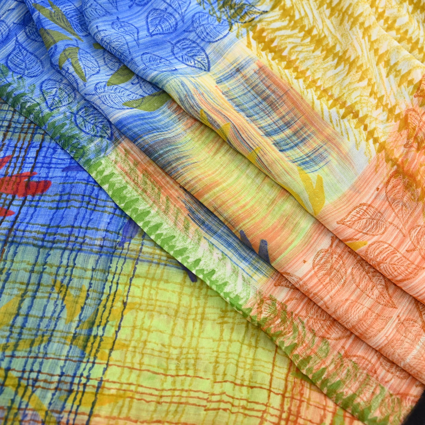 Indian Women Vintage Multi Sarees 100% Pure Georgette Silk Printed Sari Sewing 6yd Soft Craft Floral Design Wrap Boho Dress Making