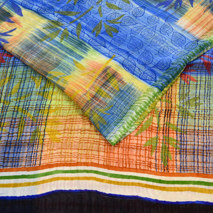 Indian Women Vintage Multi Sarees 100% Pure Georgette Silk Printed Sari Sewing 6yd Soft Craft Floral Design Wrap Boho Dress Making