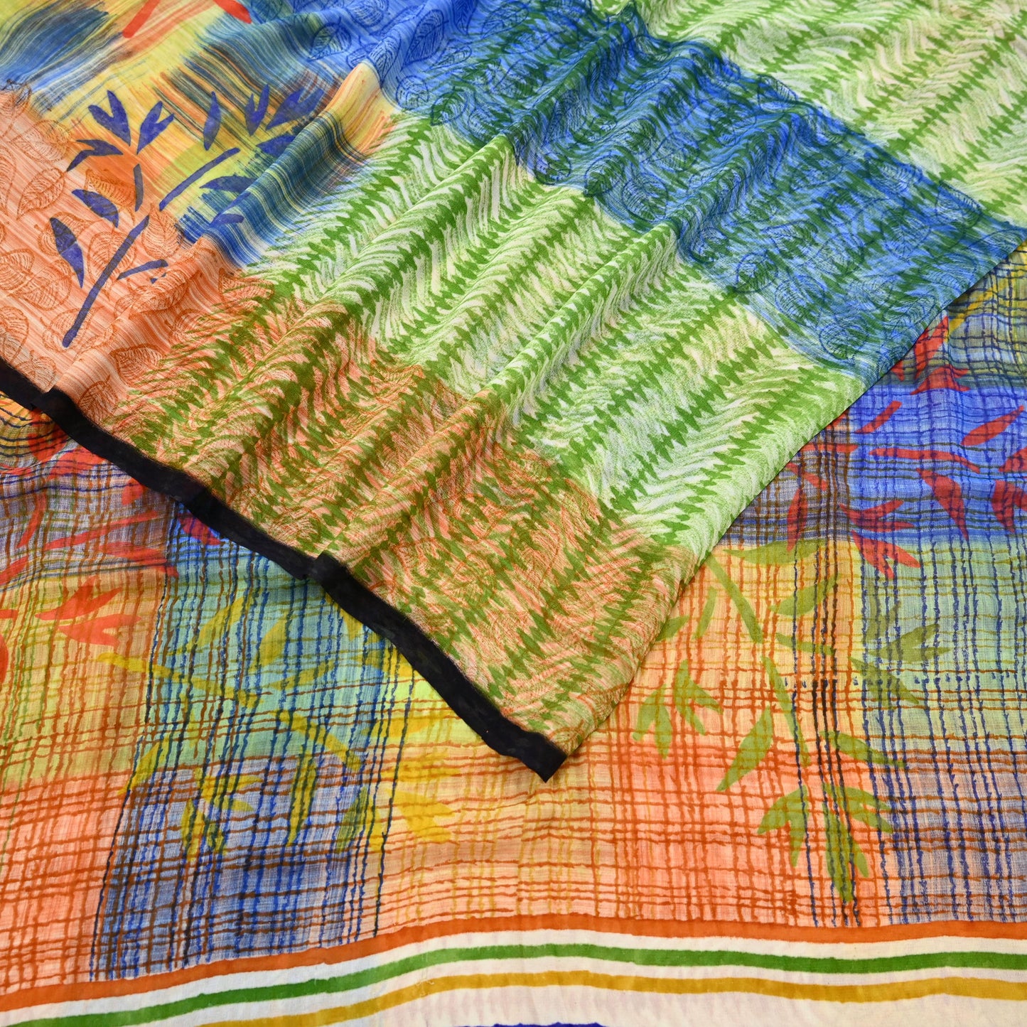 Indian Women Vintage Multi Sarees 100% Pure Georgette Silk Printed Sari Sewing 6yd Soft Craft Floral Design Wrap Boho Dress Making