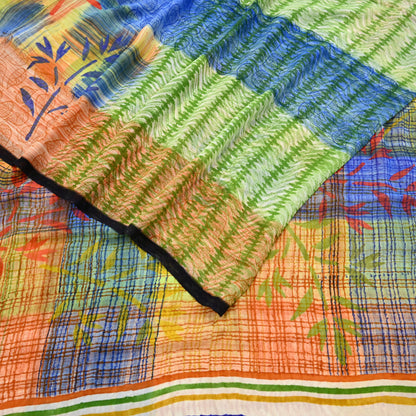 Indian Women Vintage Multi Sarees 100% Pure Georgette Silk Printed Sari Sewing 6yd Soft Craft Floral Design Wrap Boho Dress Making