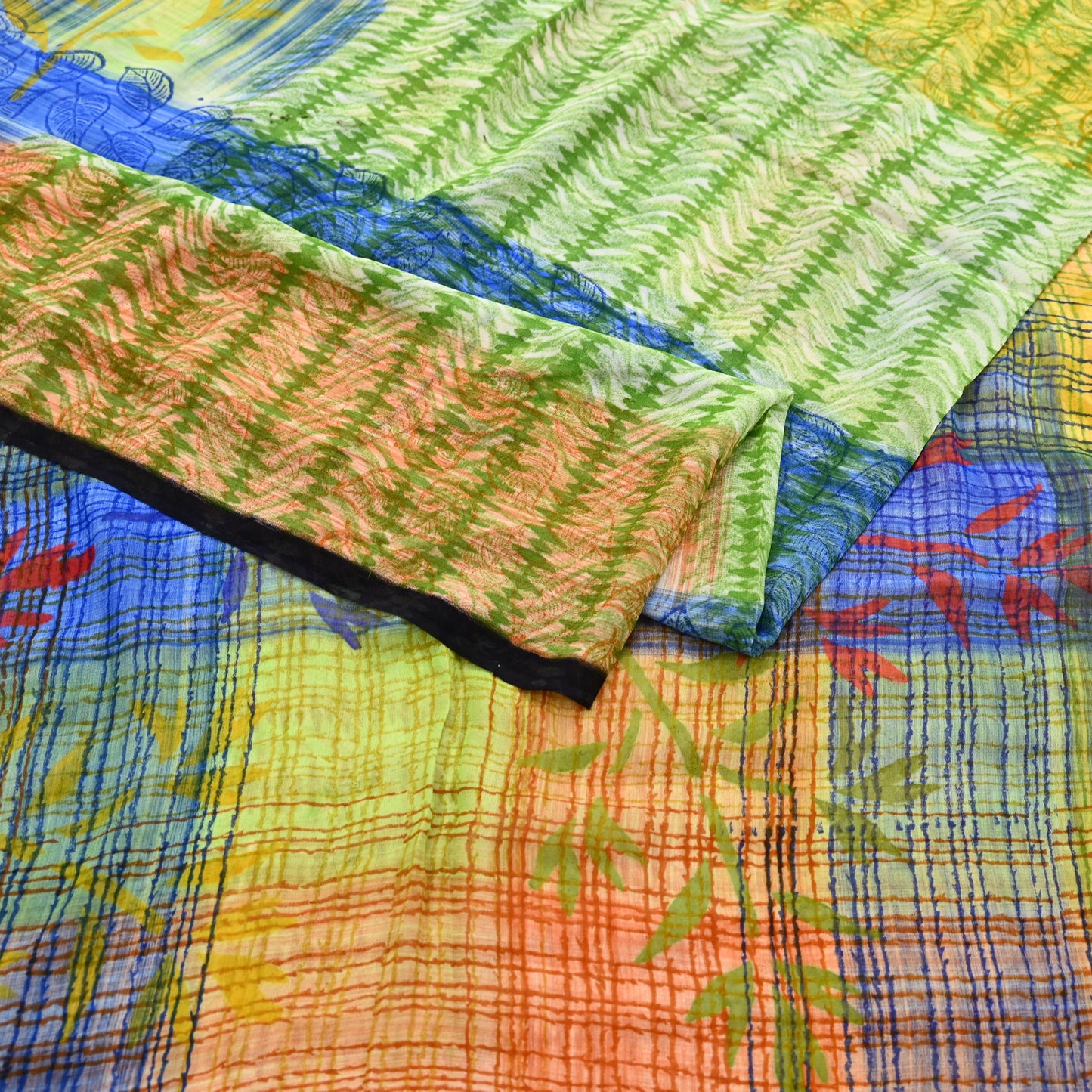 Indian Women Vintage Multi Sarees 100% Pure Georgette Silk Printed Sari Sewing 6yd Soft Craft Floral Design Wrap Boho Dress Making