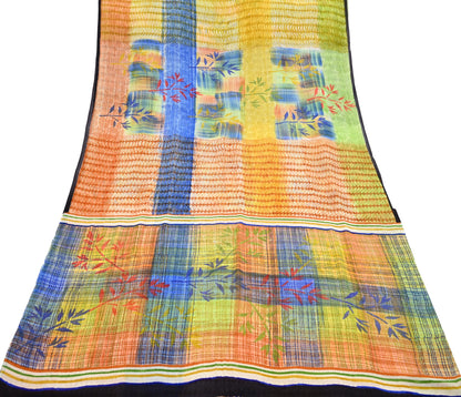 Indian Women Vintage Multi Sarees 100% Pure Georgette Silk Printed Sari Sewing 6yd Soft Craft Floral Design Wrap Boho Dress Making