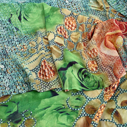 Vintage Sari Multi Blend Georgette Digital Printed Saree Sewing 6yd Craft Soft Floral Crafting Dress Making Quilting Upcycle