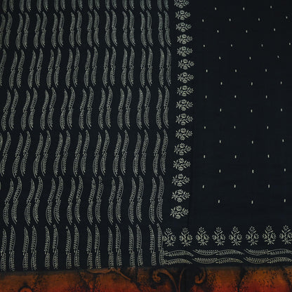 Vintage Sari Black Pure Silk Printed Saree Craft Fabric 5yard Sewing Floral Soft Dress Designing for Crafting Upcycle Quilting