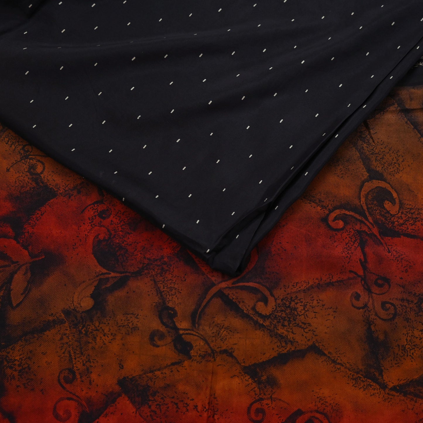 Vintage Sari Black Pure Silk Printed Saree Craft Fabric 5yard Sewing Floral Soft Dress Designing for Crafting Upcycle Quilting
