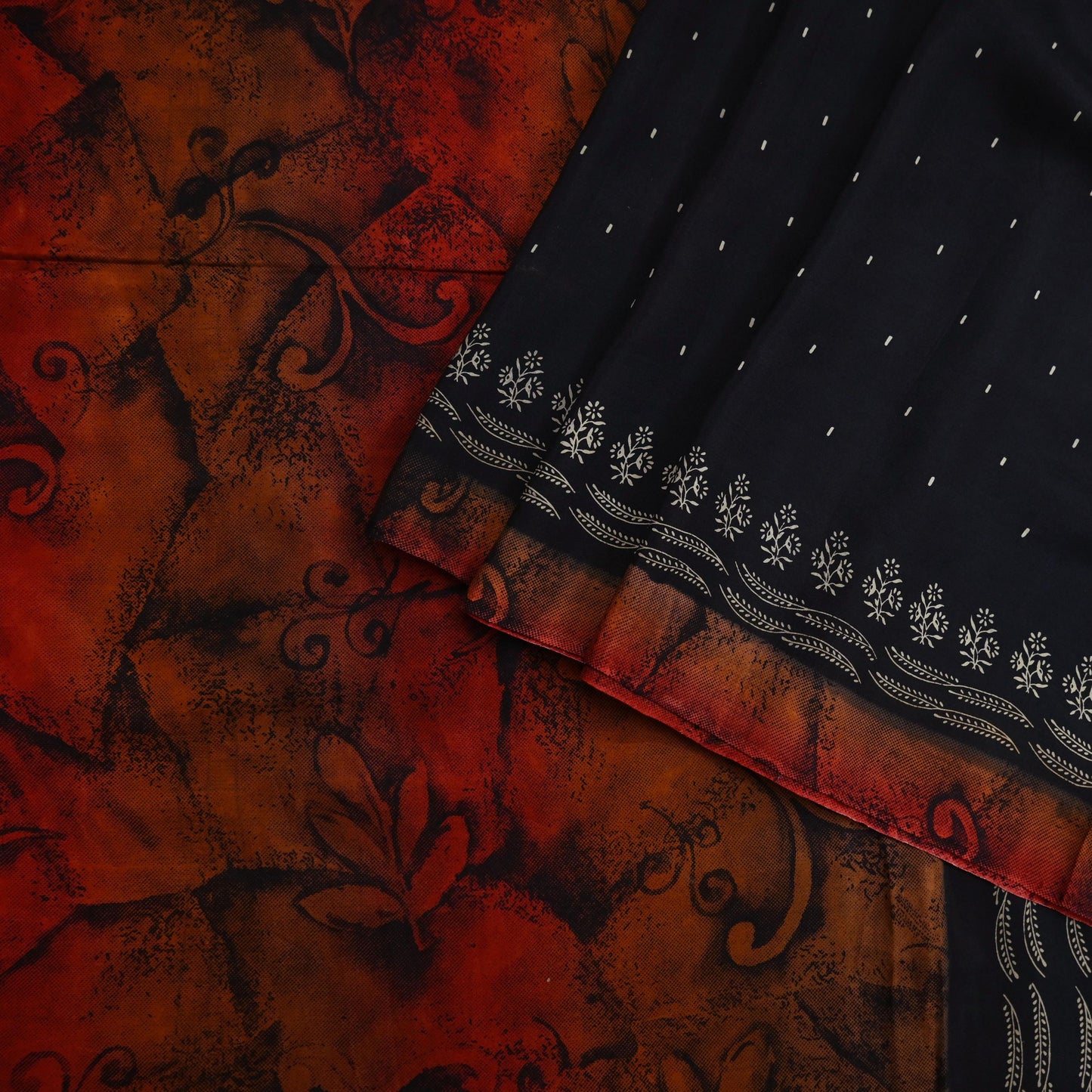 Vintage Sari Black Pure Silk Printed Saree Craft Fabric 5yard Sewing Floral Soft Dress Designing for Crafting Upcycle Quilting