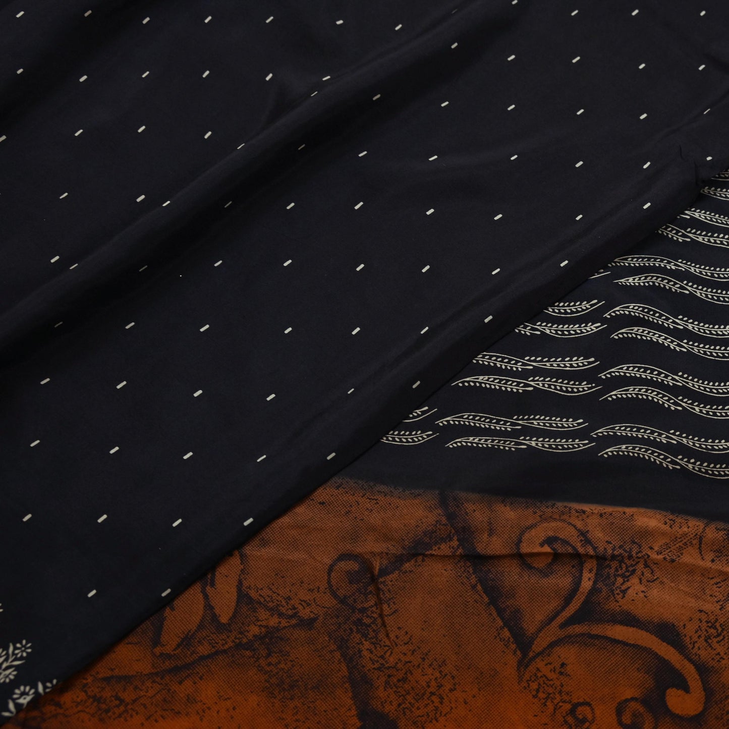 Vintage Sari Black Pure Silk Printed Saree Craft Fabric 5yard Sewing Floral Soft Dress Designing for Crafting Upcycle Quilting
