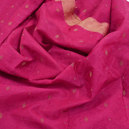 Indian Vintage Sari Pink Hand Woven Printed Sari 100% Pure Crepe Silk Sarees Craft Fabric 5yd Soft Zari Dress making Quilting Used
