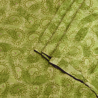 Indian Vintage Sari Green Pure Crepe Silk Hand Embroidered Saree 5yd Sewing Floral Craft Sequins Dress making Crafting Quilting
