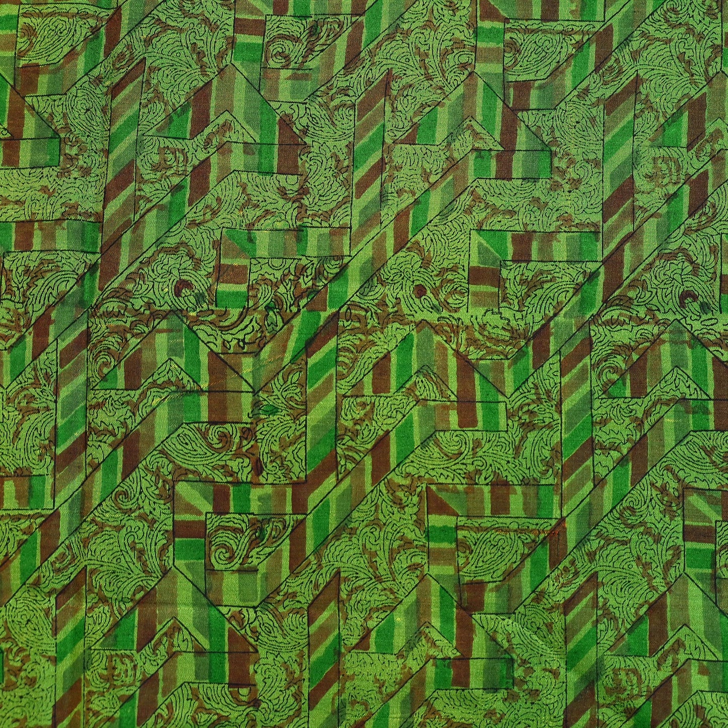 Indian Vintage Sari Green Pure Silk Printed Sarees 5yd Sewing Craft Fabric Dress Making  Soft Floral Wrap Upcycle Used Quilting Crafting