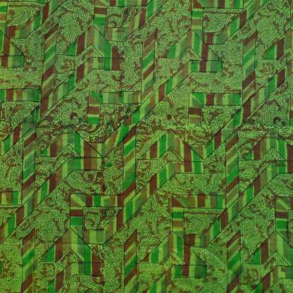 Indian Vintage Sari Green Pure Silk Printed Sarees 5yd Sewing Craft Fabric Dress Making  Soft Floral Wrap Upcycle Used Quilting Crafting