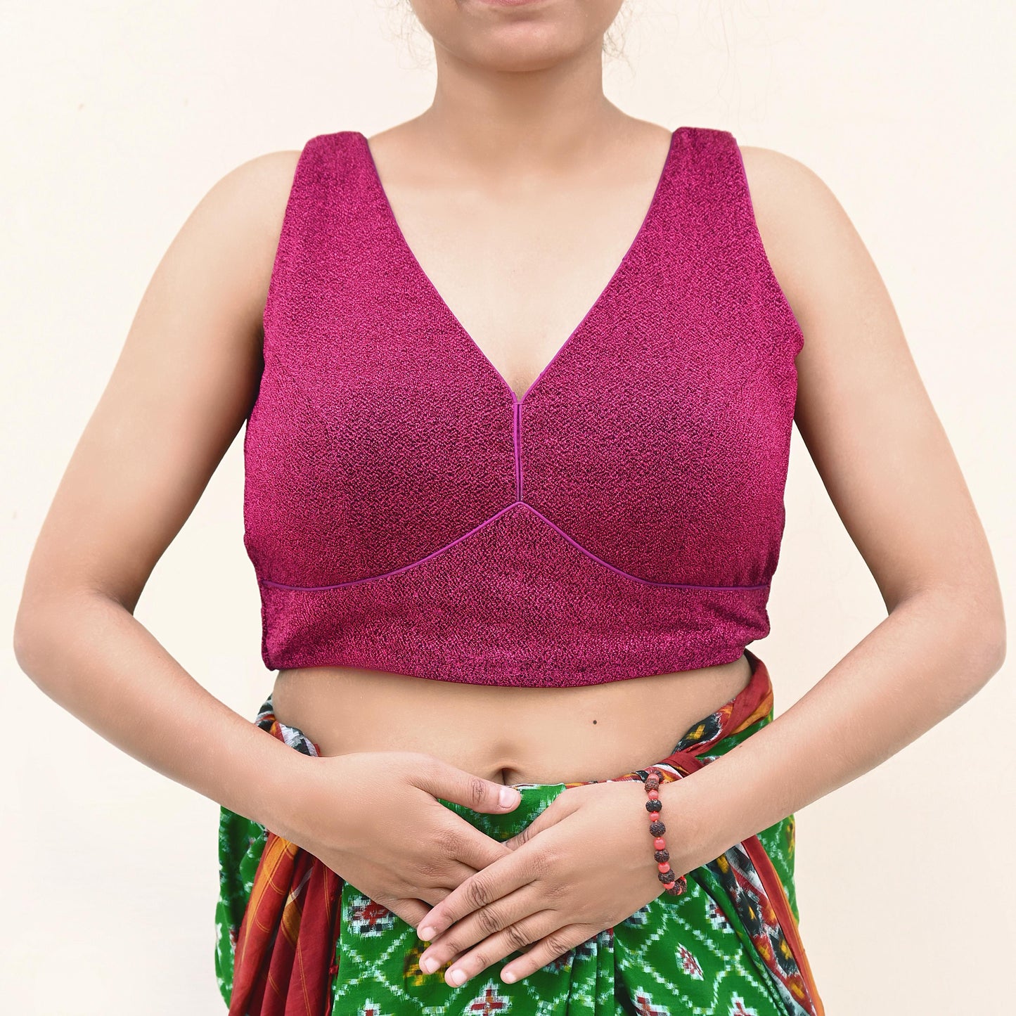 Indian New Black & Purple Embroidered Padded Blouse/Top/Crop M Size Party wear Bollywood