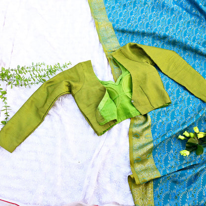 Indian New Parrot Green Cotton woven Padded Blouse/Top/Crop Party wear Bollywood Blouse