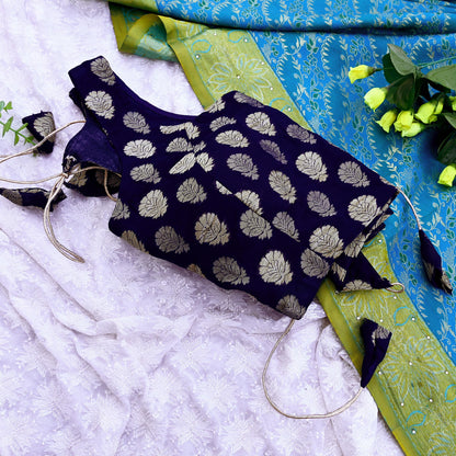 Indian New White Pure Georgette Silk Hand Woven Padded Blouse/Top/Crop Party wear Bollywood One Of a Kind Blouse