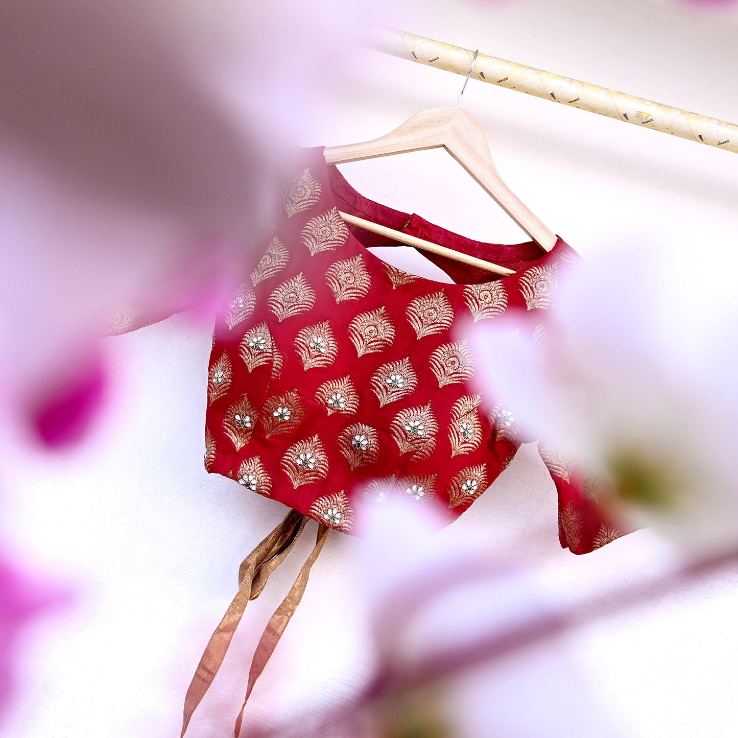 Indian New Red Pure Georgette Silk Hand Embroidered/Woven Padded Blouse/Top/Crop Party wear Bollywood One Of a Kind Blouse