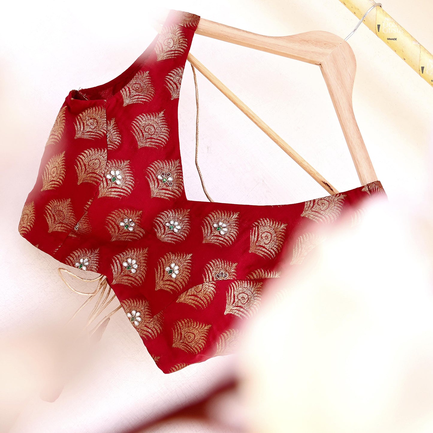 Indian New Red Pure Georgette Silk Hand Embroidered/Woven Sleeveless Padded Blouse/Top/Crop Party wear Bollywood One Of a Kind Blouse