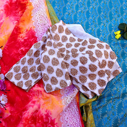 Indian New White Pure Georgette Silk Hand Woven Padded Blouse/Top/Crop Party wear Bollywood One Of a Kind Blouse