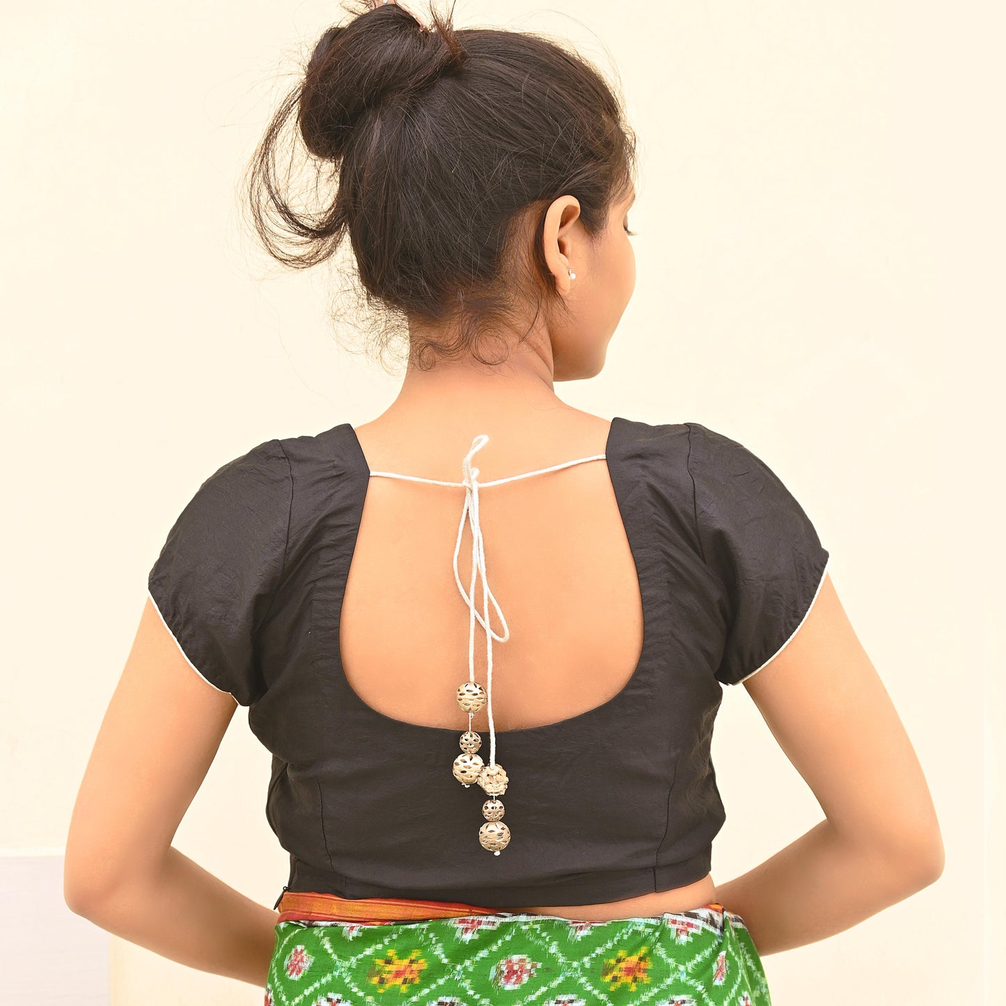 Indian New Black Pure Silk Hand Woven Padded Blouse/Top/Crop Party wear Bollywood One Of a Kind Blouse