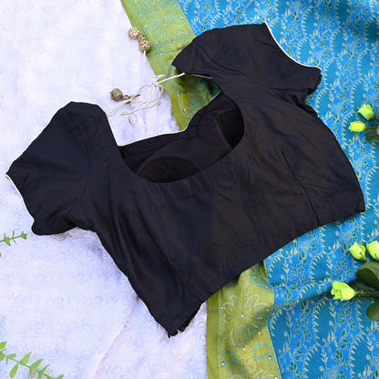 Indian New Black Pure Silk Hand Woven Padded Blouse/Top/Crop Party wear Bollywood One Of a Kind Blouse