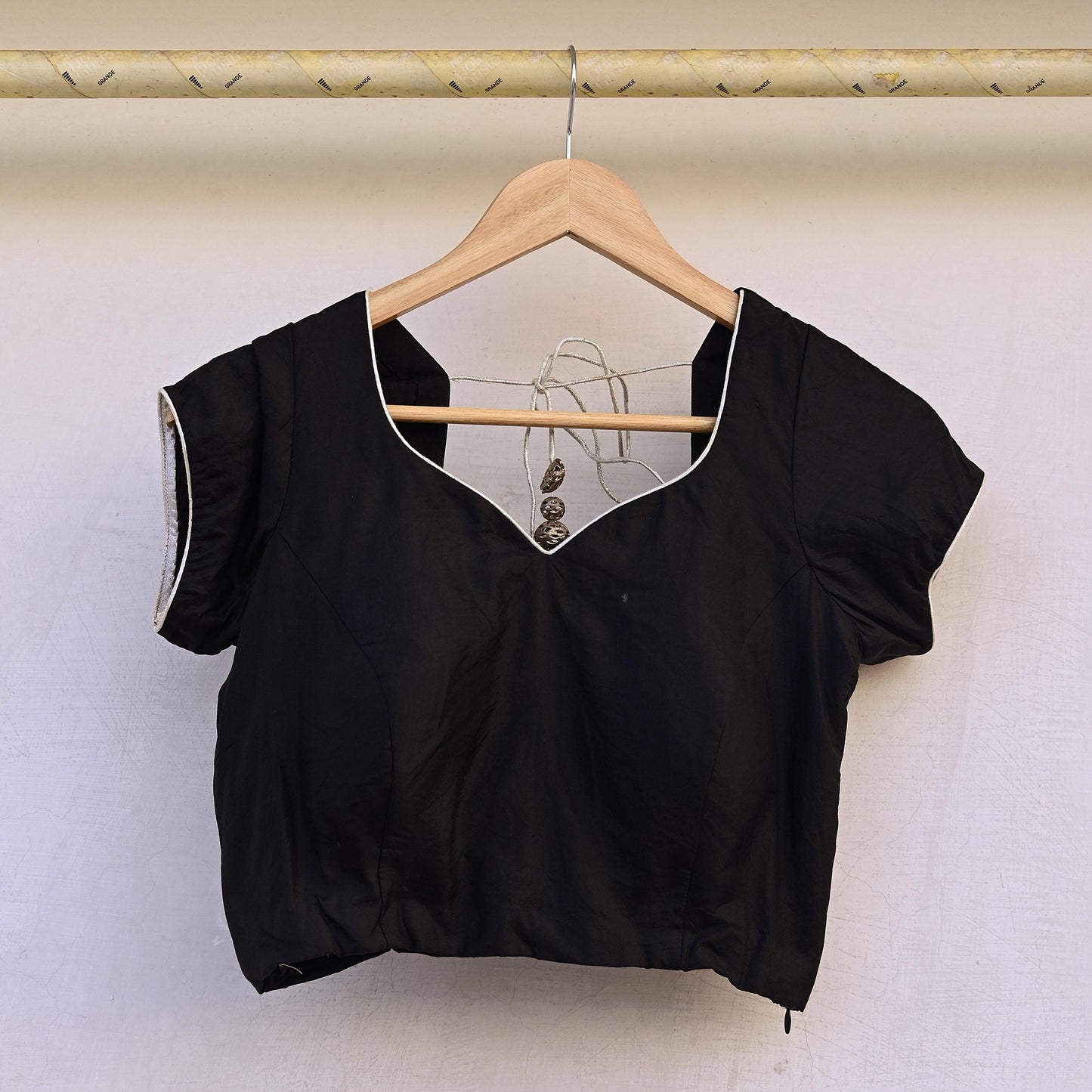 Indian New Black Pure Silk Hand Woven Padded Blouse/Top/Crop Party wear Bollywood One Of a Kind Blouse