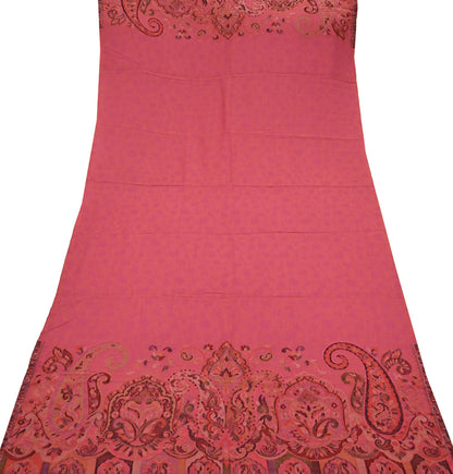 Indian Vintage Red Pure Woolen Shawl Handmade Woven Jamawar Work Long Throw Stole Warm Paisley Design Soft