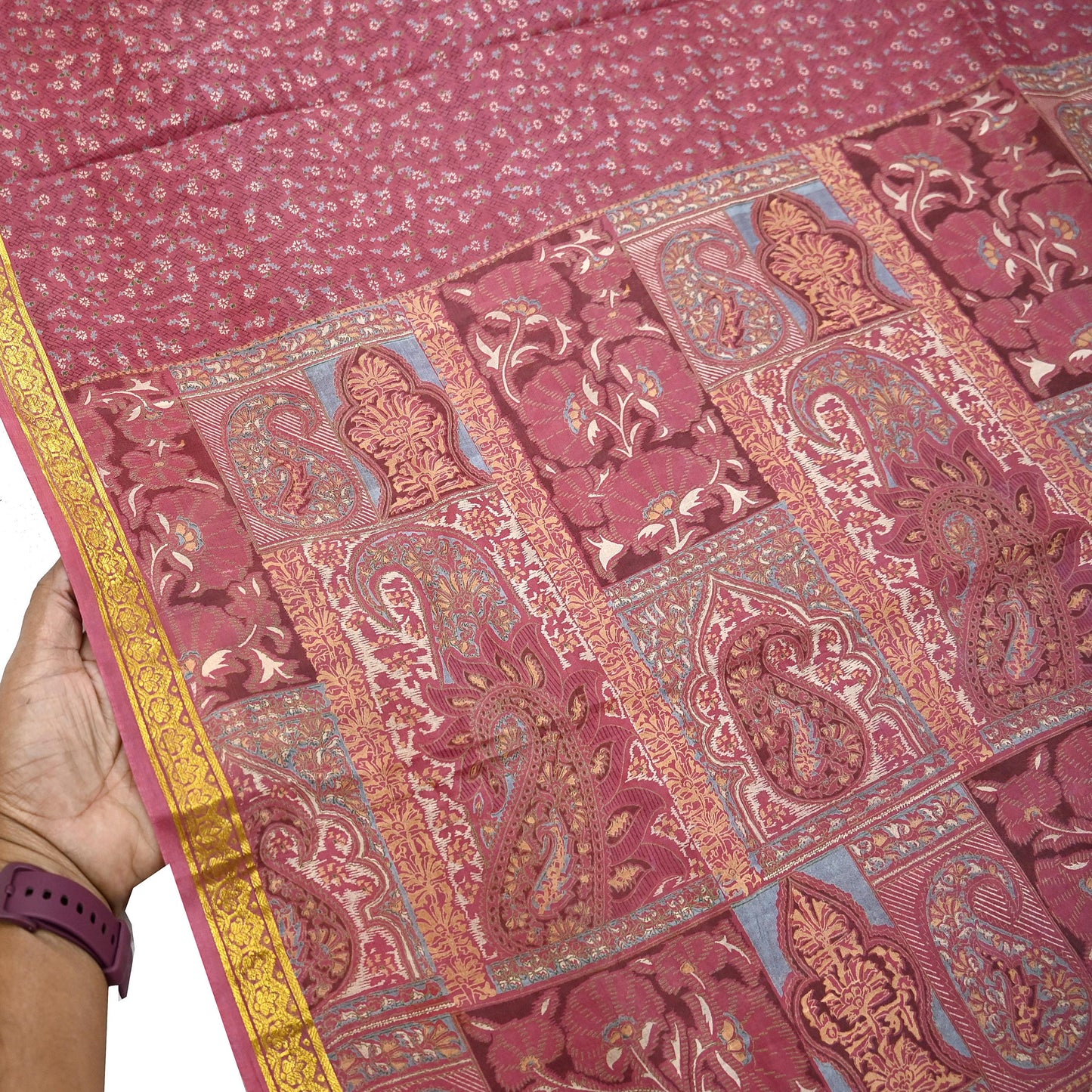Vintage Pink Pure Silk Saree Indian Printed Silk Fabric 6 Yards Boho Craft Material for Sewing, Quilting, Dressmaking, Upcycling