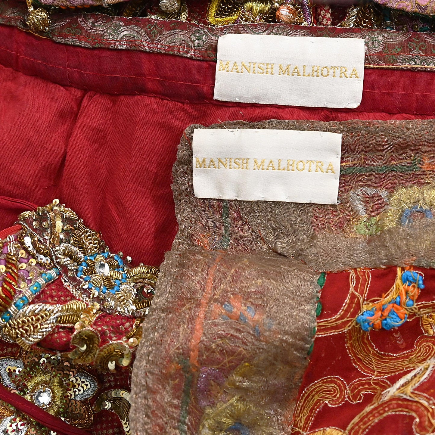 Indian Heavy Wedding Red Pure Satin Silk & Pure Georgette Silk Hand Embroidered Lehenga 3pcs Set Designer By Manish Malhotra Party Wear