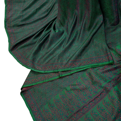 Vintage Green Banarasi Silk Saree Pure Satin Silk Handwoven Tanchoi Fabric with Paisley Weave 5 Yard Dressmaking Craft Material