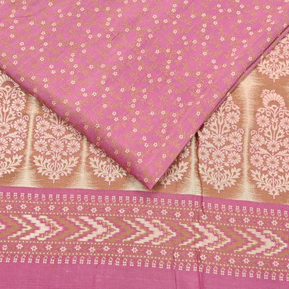 Vintage Pink Banarasi Silk Saree Pure Handwoven Brocade Zari Fabric 5Yd Indian Wedding Craft Material Upcycle Sewing Textile