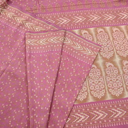 Vintage Pink Banarasi Silk Saree Pure Handwoven Brocade Zari Fabric 5Yd Indian Wedding Craft Material Upcycle Sewing Textile