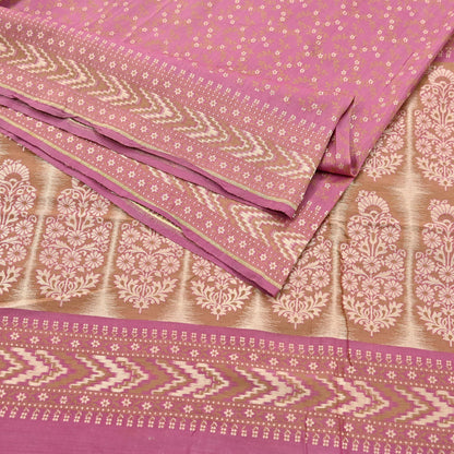 Vintage Pink Banarasi Silk Saree Pure Handwoven Brocade Zari Fabric 5Yd Indian Wedding Craft Material Upcycle Sewing Textile