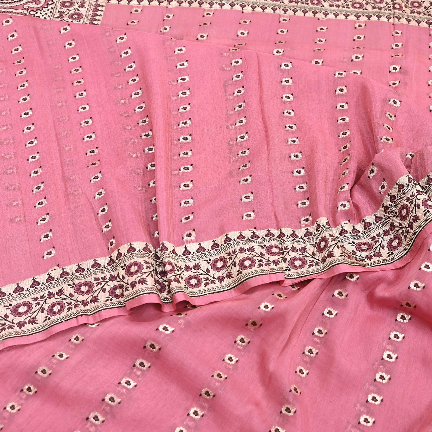 Indian Vintage Sari Pink Heavy Pure Silk Woven Banarasi Sarees 5yd Golden Zari Dress Making Craft Fabric Crafting Quilting Upcycle