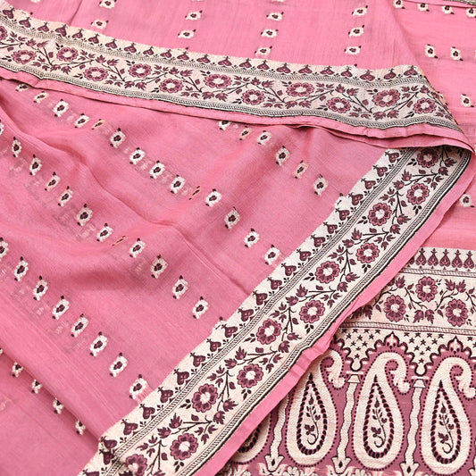 Indian Vintage Sari Pink Heavy Pure Silk Woven Banarasi Sarees 5yd Golden Zari Dress Making Craft Fabric Crafting Quilting Upcycle