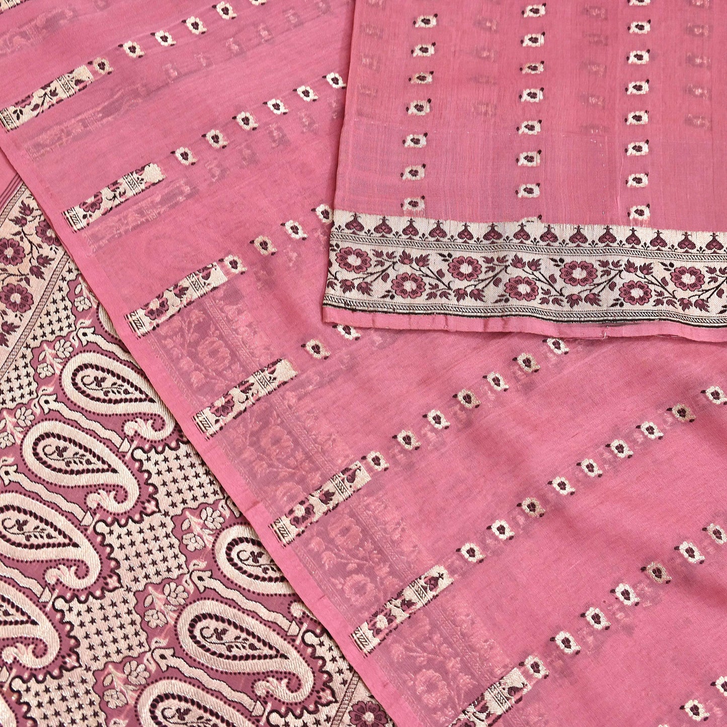 Indian Vintage Sari Pink Heavy Pure Silk Woven Banarasi Sarees 5yd Golden Zari Dress Making Craft Fabric Crafting Quilting Upcycle
