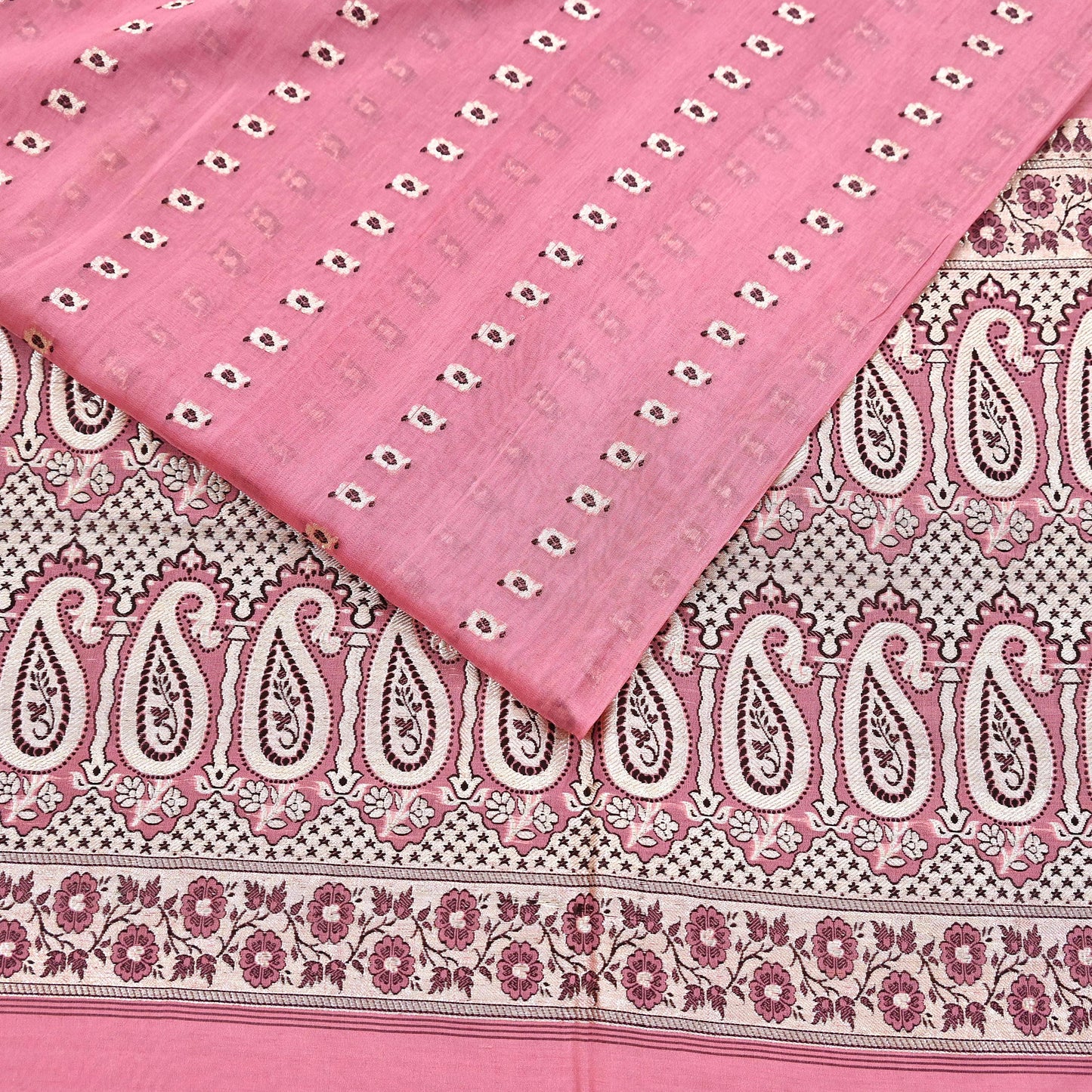 Indian Vintage Sari Pink Heavy Pure Silk Woven Banarasi Sarees 5yd Golden Zari Dress Making Craft Fabric Crafting Quilting Upcycle