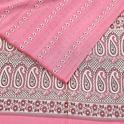 Indian Vintage Sari Pink Heavy Pure Silk Woven Banarasi Sarees 5yd Golden Zari Dress Making Craft Fabric Crafting Quilting Upcycle