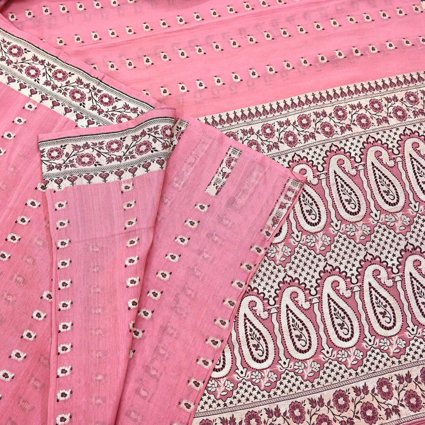 Indian Vintage Sari Pink Heavy Pure Silk Woven Banarasi Sarees 5yd Golden Zari Dress Making Craft Fabric Crafting Quilting Upcycle
